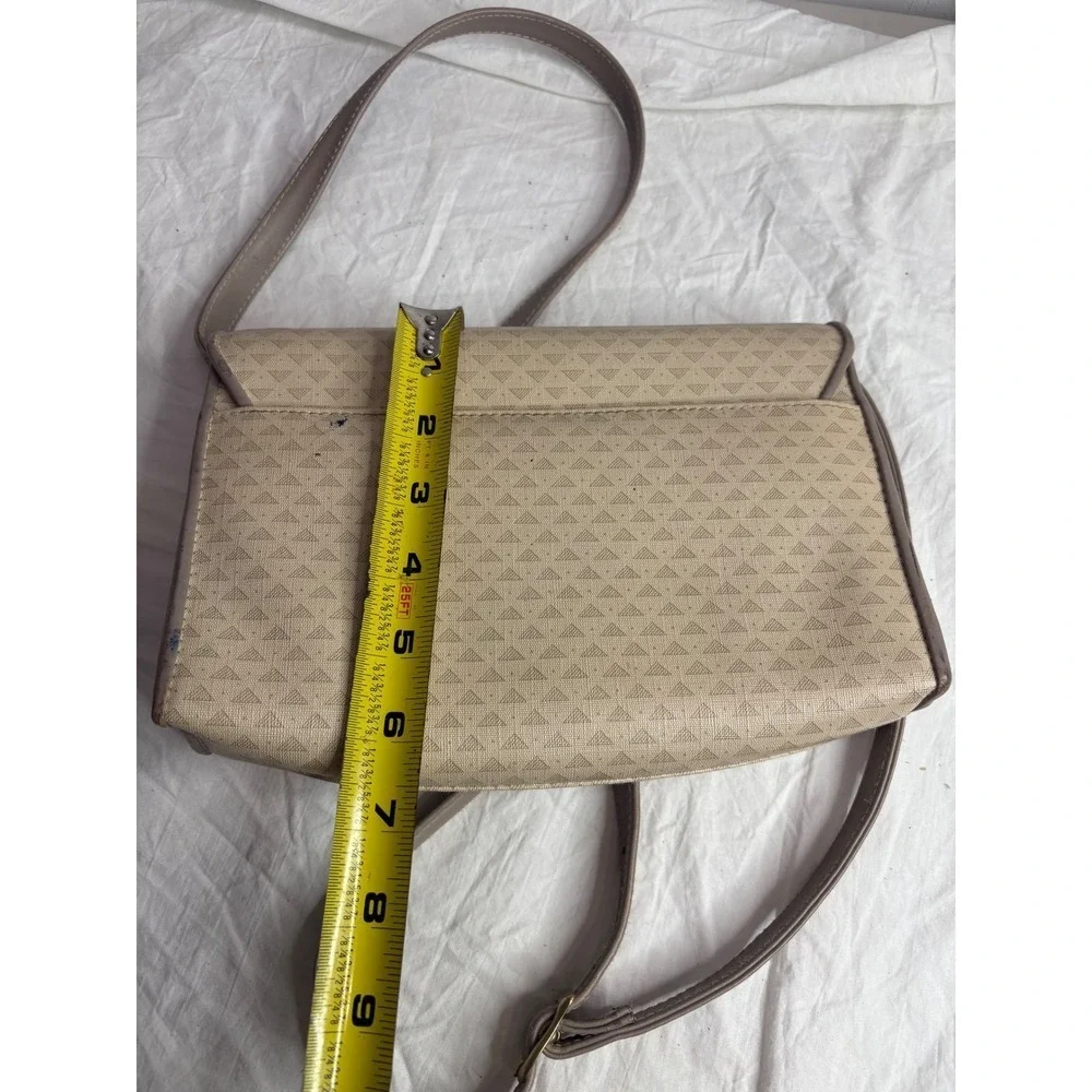 Liz Claiborne Tan Monogram Shoulder Bag Genuine Leather Trim
